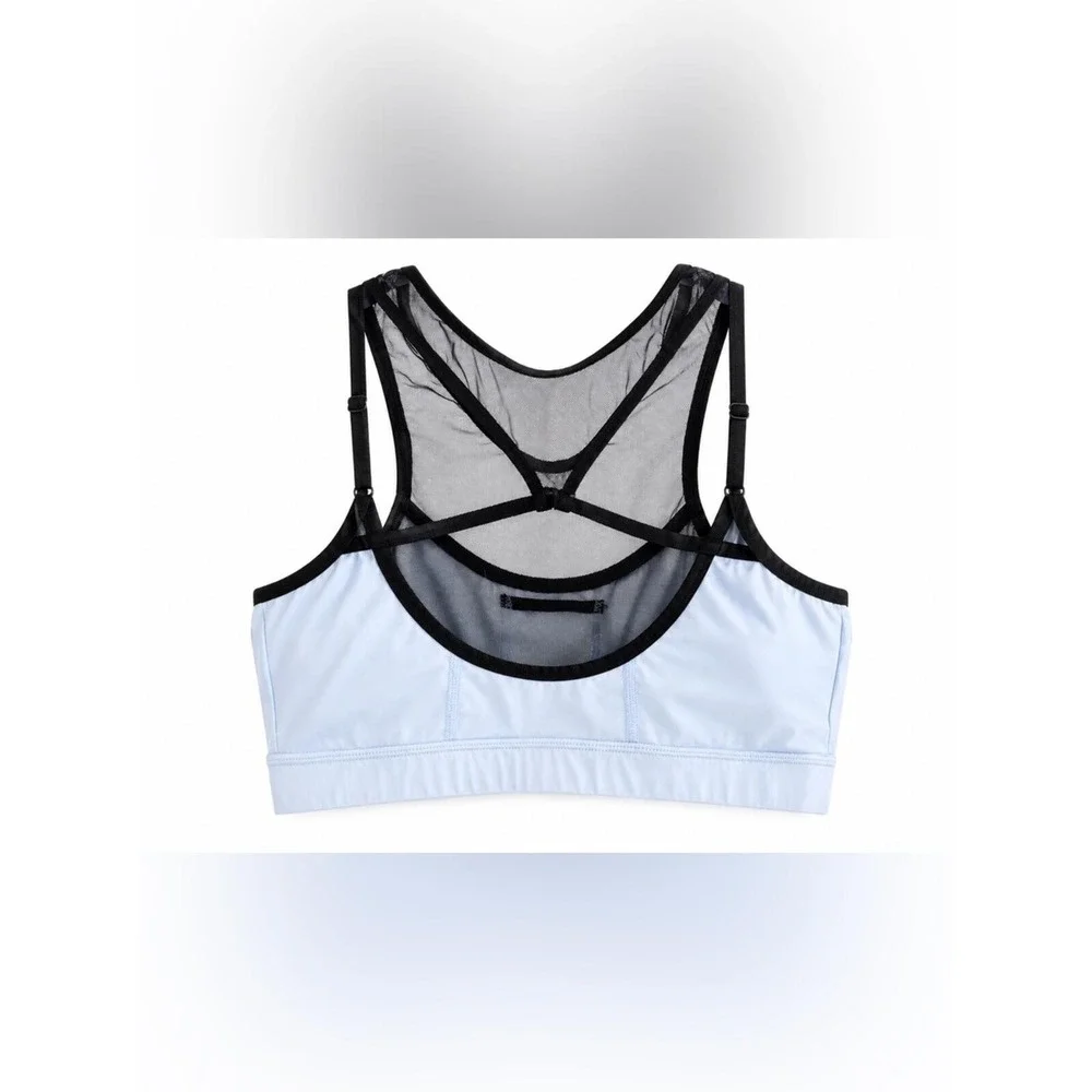 Zella Body Sports‎ Bra Mesh Racerback Side Pocket Blue XXL